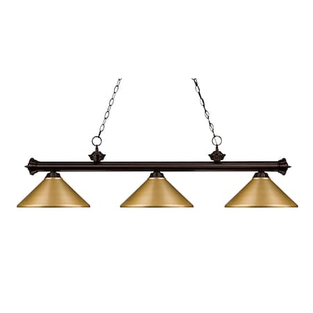 Z-Lite Riviera 3 Light Billiard Light, Bronze & Satin Gold 200-3BRZ-MSG
